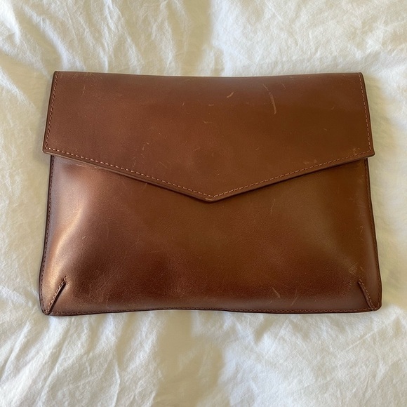 Able Handbags - ABLE Tigist Envelope Clutch | Chocolate Brown Leather FashionABLE